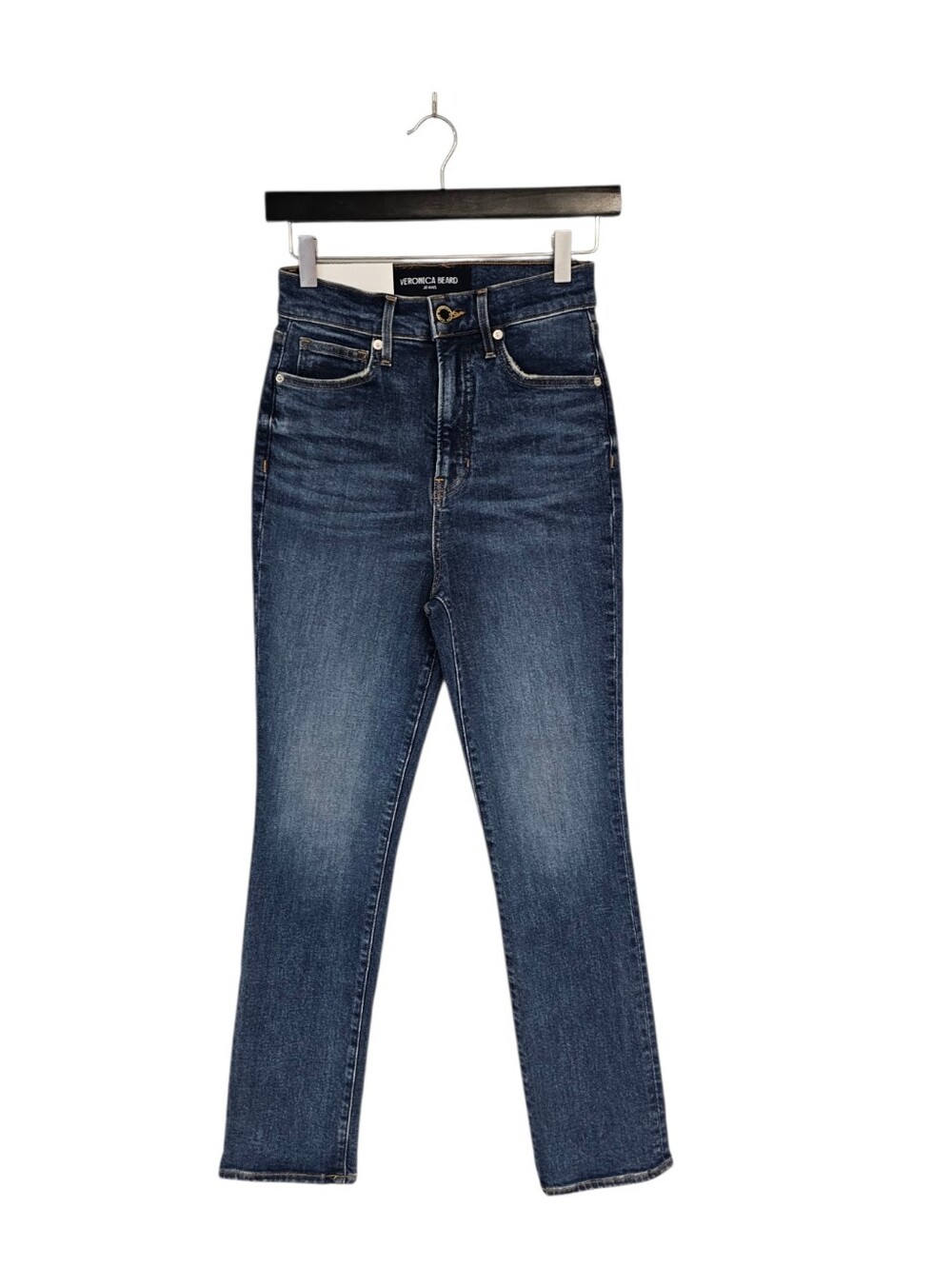 Veronica Beard Lydia High Rise Ultra Slim Dark Blue Straight Leg Jeans 26 NWT